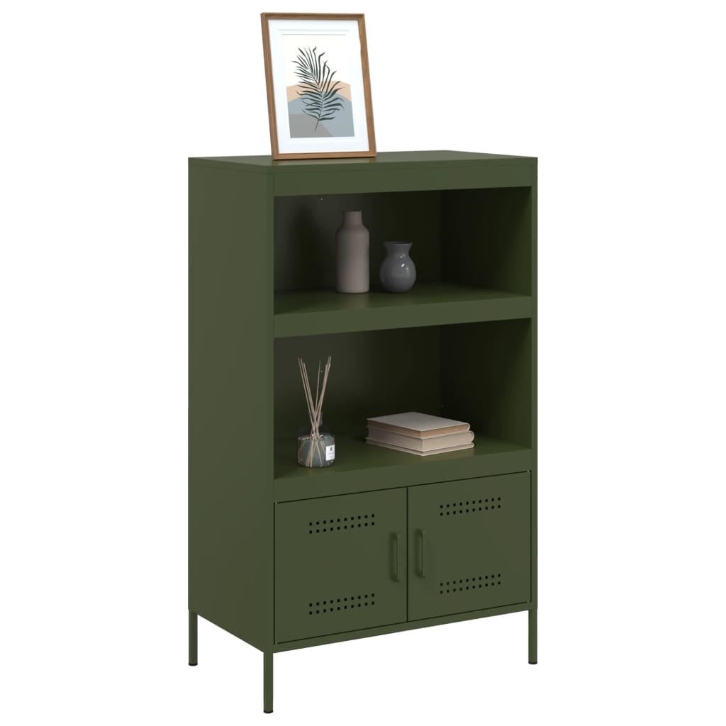 Highboard Olive Green 68x39x113 cm Steel