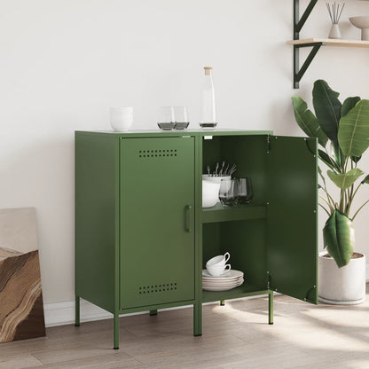 Sideboards 2 pcs Olive Green 36x39x79 cm Steel