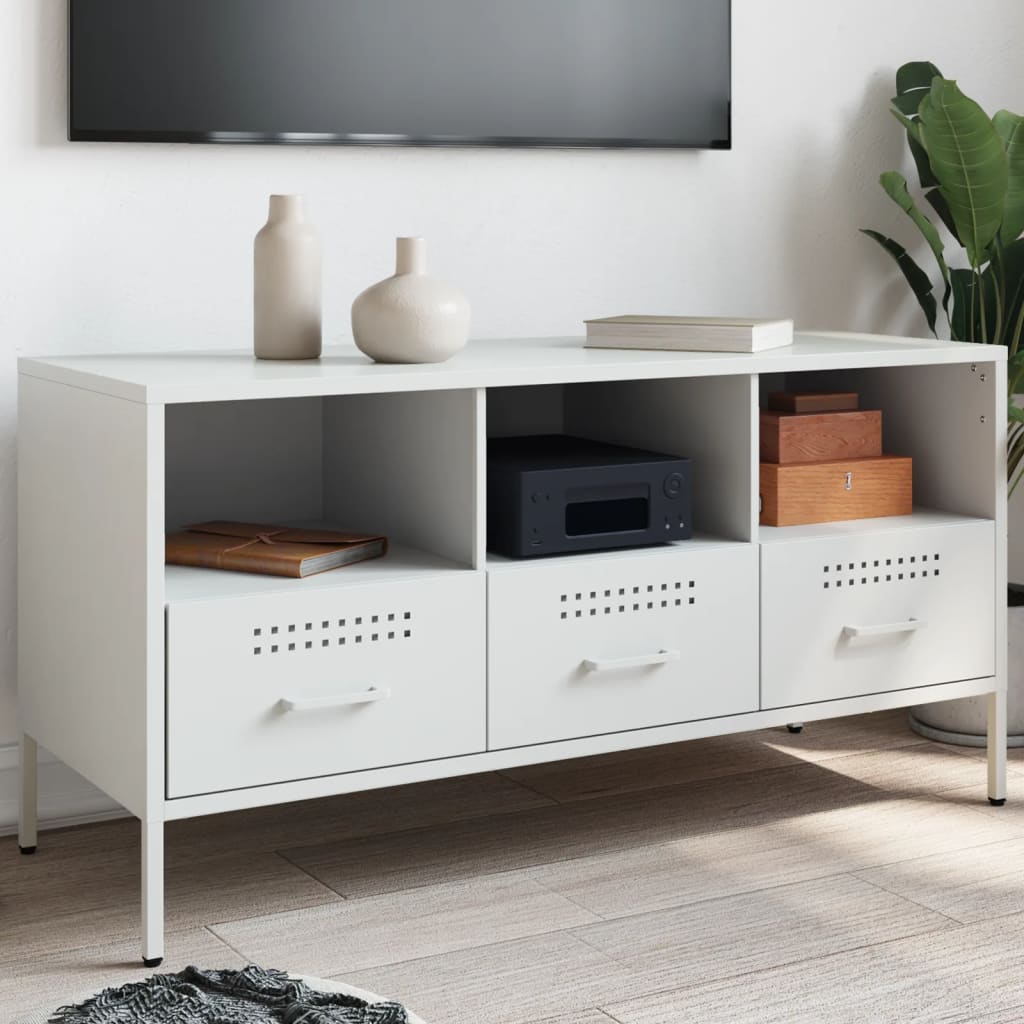 TV Cabinet White 100.5x39x50.5 cm Cold-rolled Steel