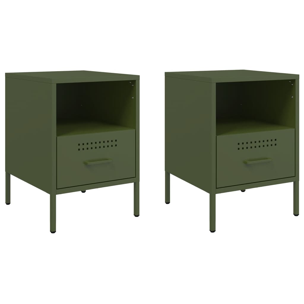 Bedside Cabinets 2 pcs Olive Green 36x39x50.5 cm Cold-rolled Steel