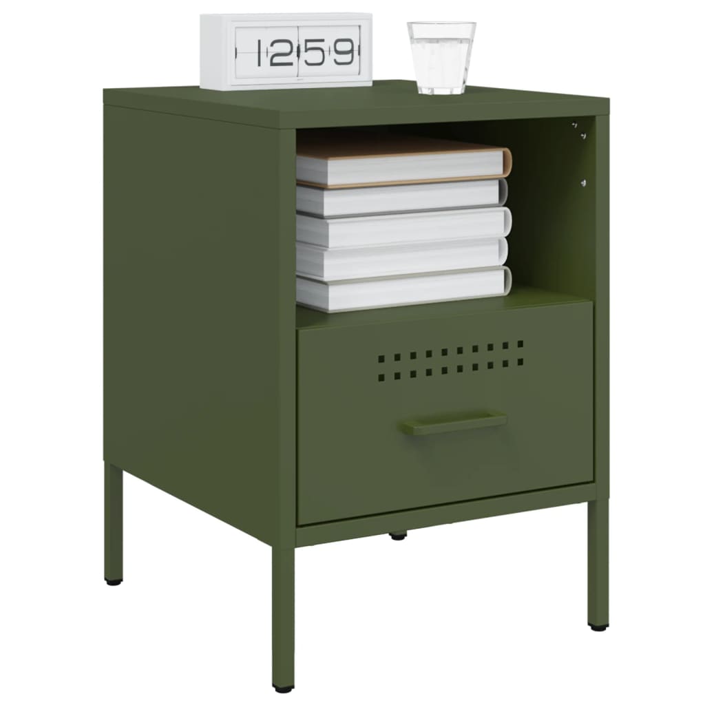 Bedside Cabinets 2 pcs Olive Green 36x39x50.5 cm Cold-rolled Steel