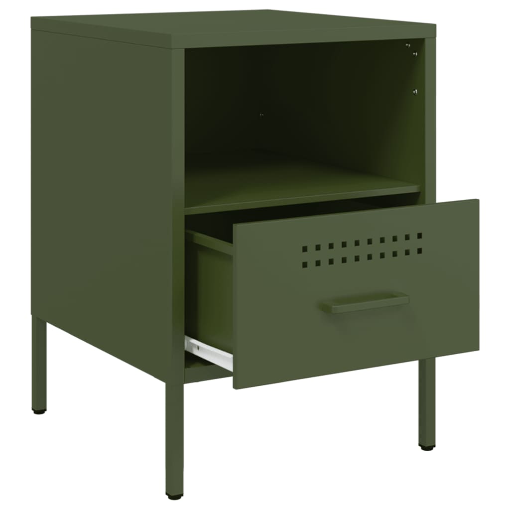 Bedside Cabinets 2 pcs Olive Green 36x39x50.5 cm Cold-rolled Steel