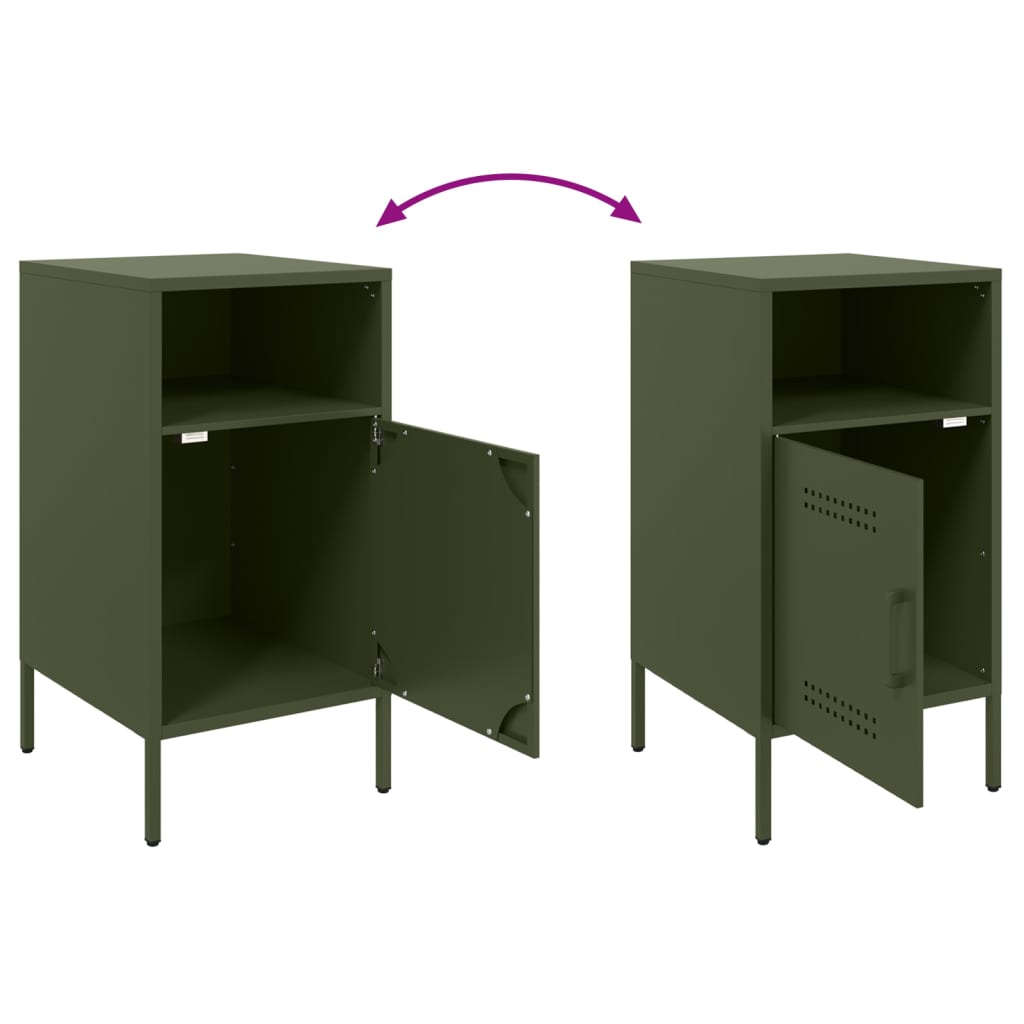 Bedside Cabinet Olive Green 36x39x68 cm Steel