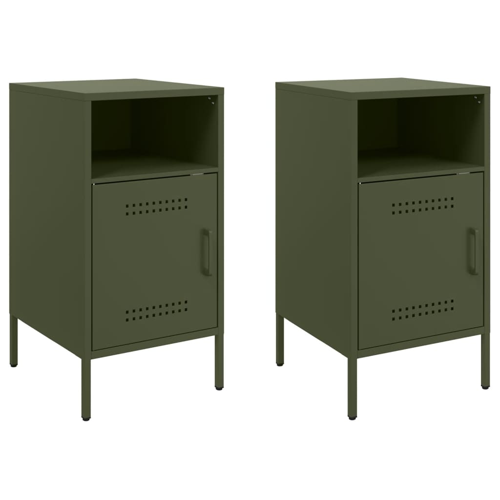 Bedside Cabinets 2 pcs Olive Green 36x39x68 cm Cold-rolled Steel