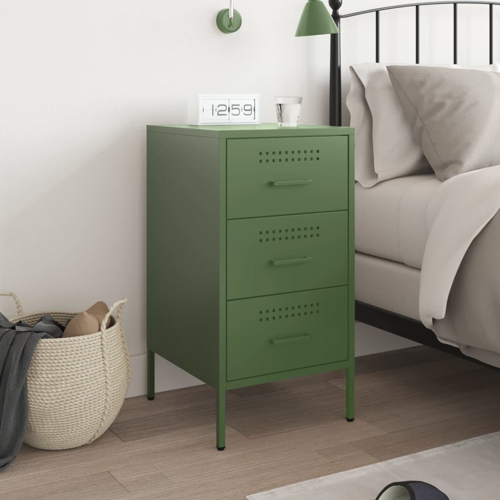 Bedside Cabinet Olive Green 36x39x68 cm Cold-rolled Steel