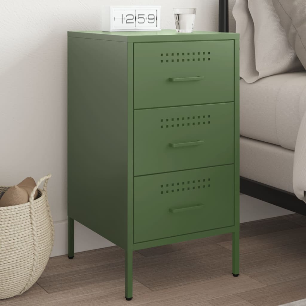 Bedside Cabinet Olive Green 36x39x68 cm Cold-rolled Steel