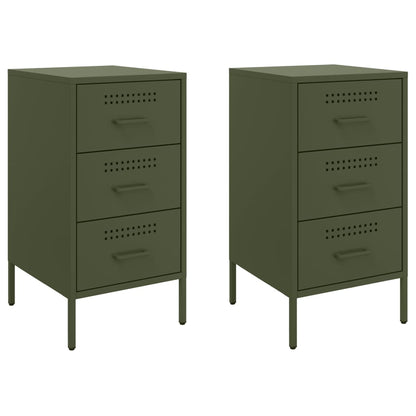 Bedside Cabinets 2 pcs Olive Green 36x39x68 cm Cold-rolled Steel