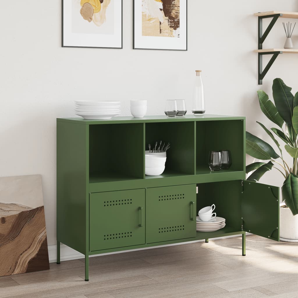 Sideboard Olive Green 100.5x39x79 cm Cold-rolled Steel