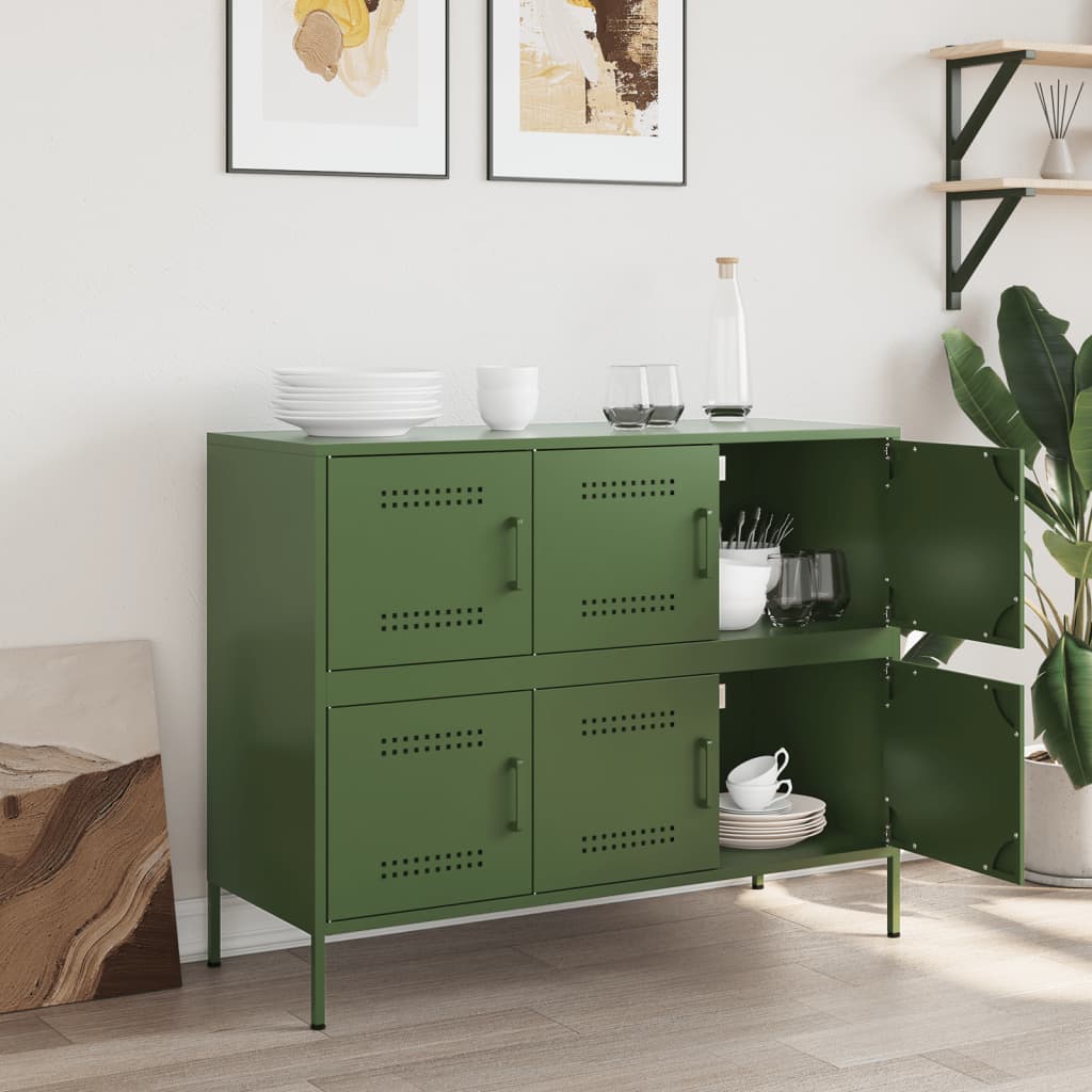 Sideboard Olive Green 100.5x39x79 cm Cold-rolled Steel