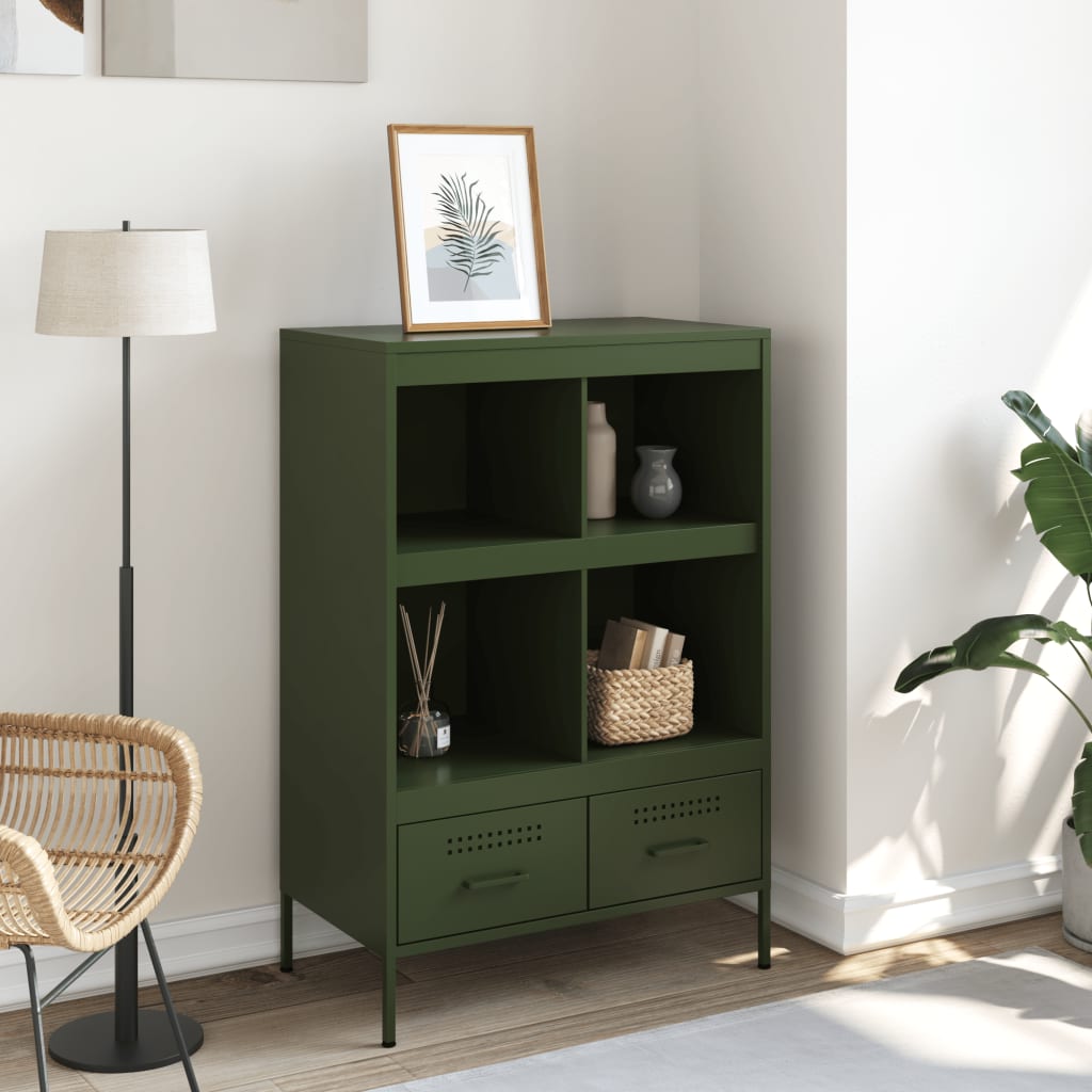 Highboard Olive Green 68x39x101.5 cm Steel