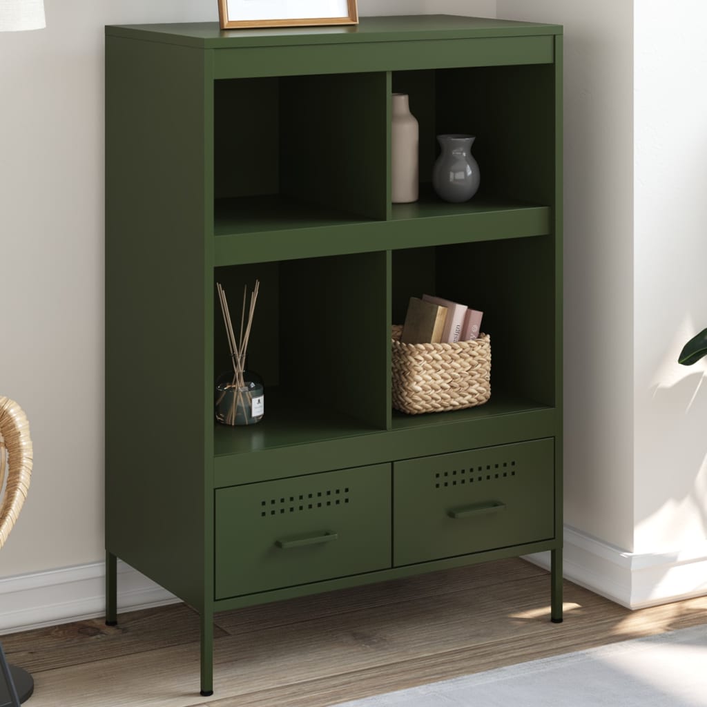 Highboard Olive Green 68x39x101.5 cm Steel