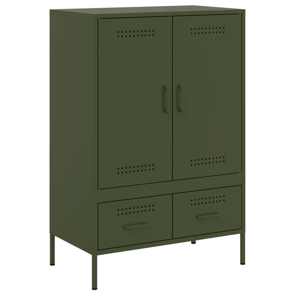 Highboard Olive Green 68x39x101.5 cm Steel