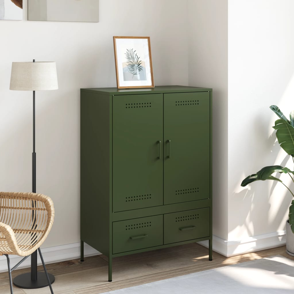 Highboard Olive Green 68x39x101.5 cm Steel