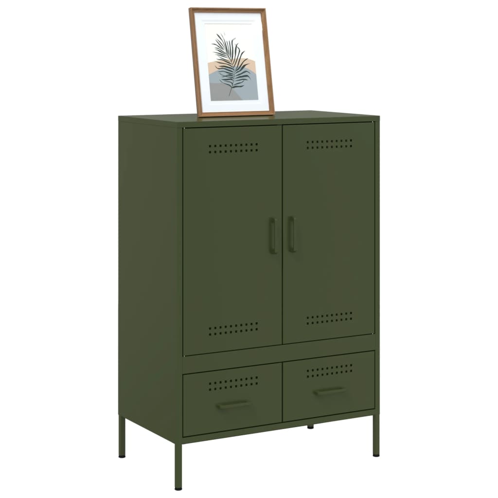 Highboard Olive Green 68x39x101.5 cm Steel