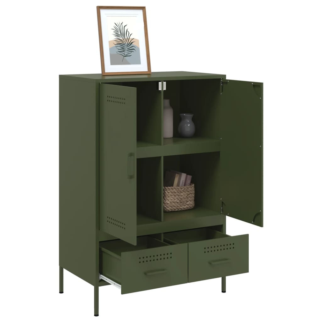 Highboard Olive Green 68x39x101.5 cm Steel