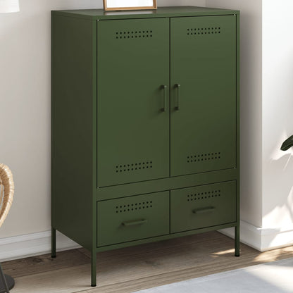 Highboard Olive Green 68x39x101.5 cm Steel