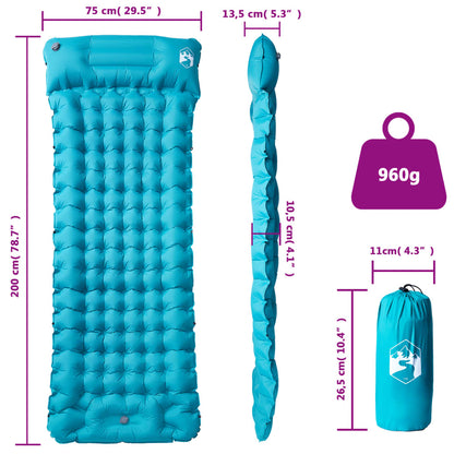 Self Inflating Camping Mattress with Pillow 1-Person Blue