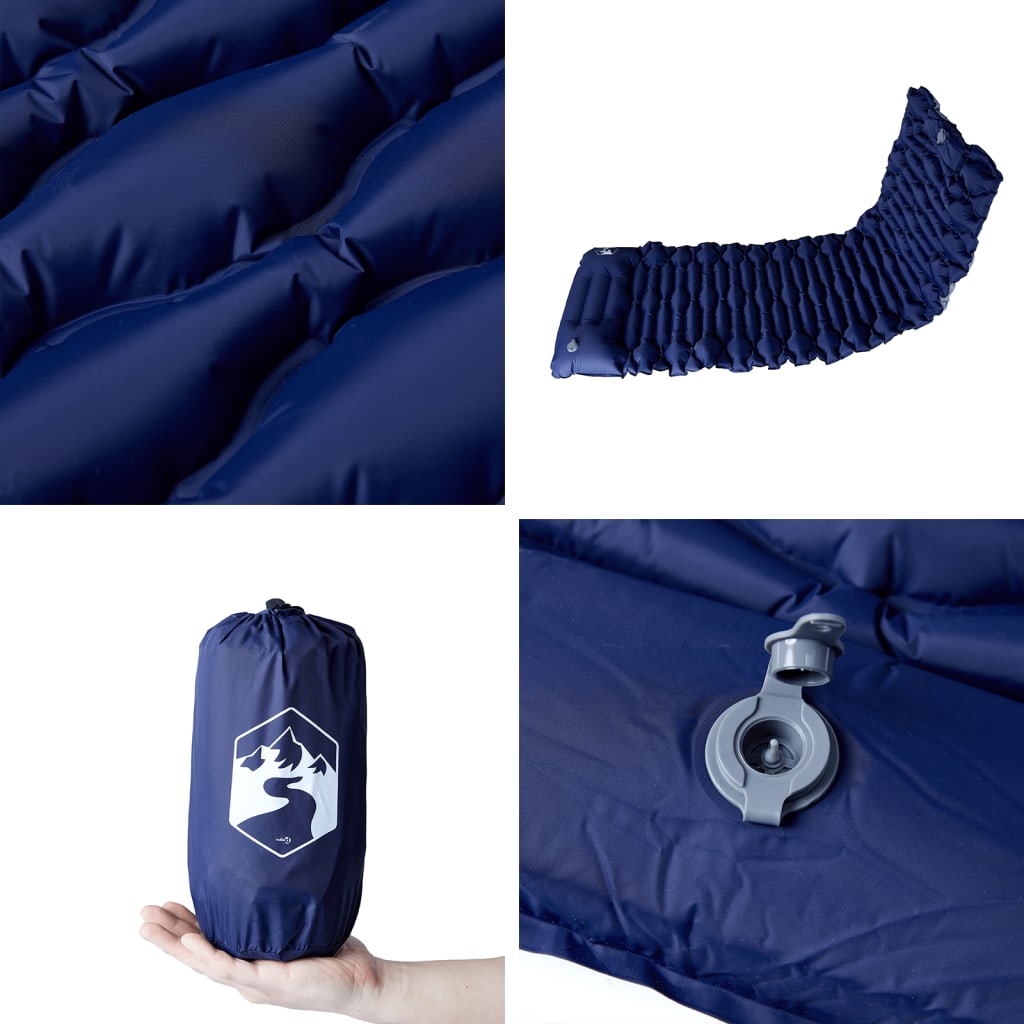 Self Inflating Camping Mattress with Pillow 1-Person Navy Blue