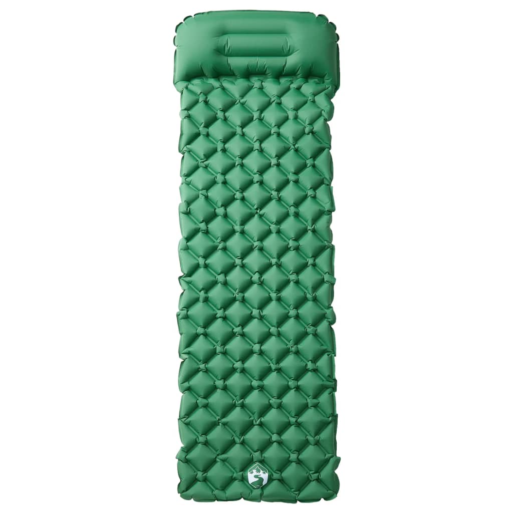 Inflating Camping Mattress with Pillow 1-Person Green