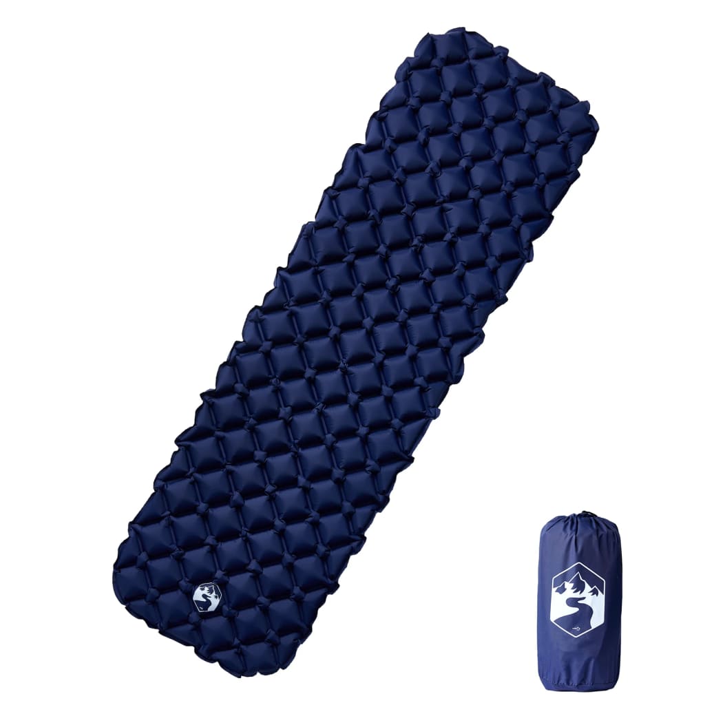 Inflating Camping Mattress 1-Person Navy Blue 190x58x6 cm