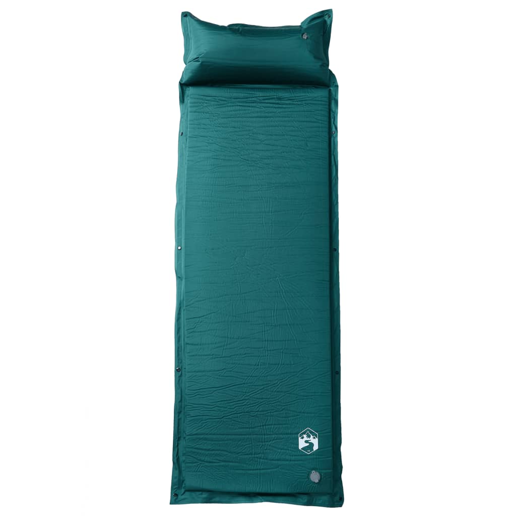 Self Inflating Camping Mattress with Pillow 1-Person Green