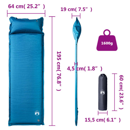 Self Inflating Camping Mattress with Pillow 1-Person Turquoise