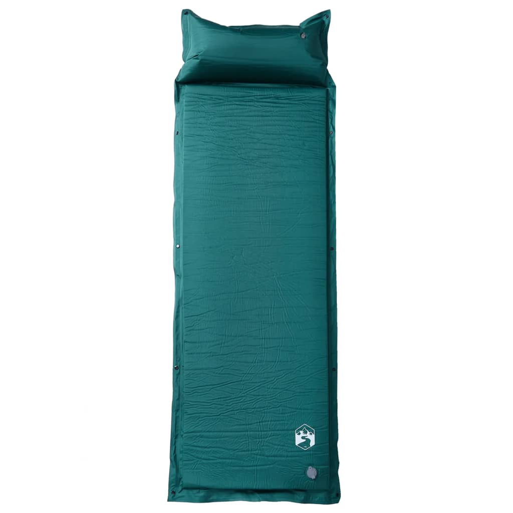 Self Inflating Camping Mattress with Pillow 1-Person Green