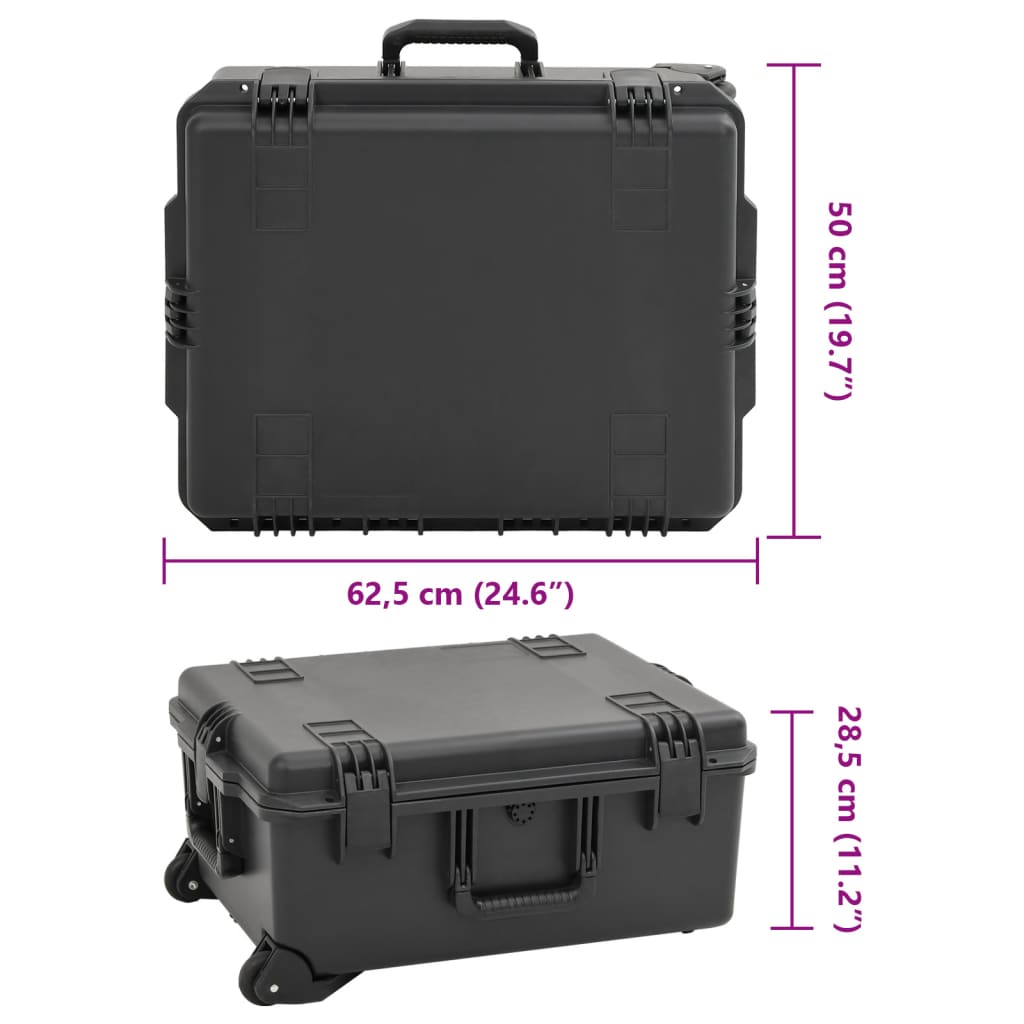 Portable Flight Case Black 62.5x50x28.5 cm PP