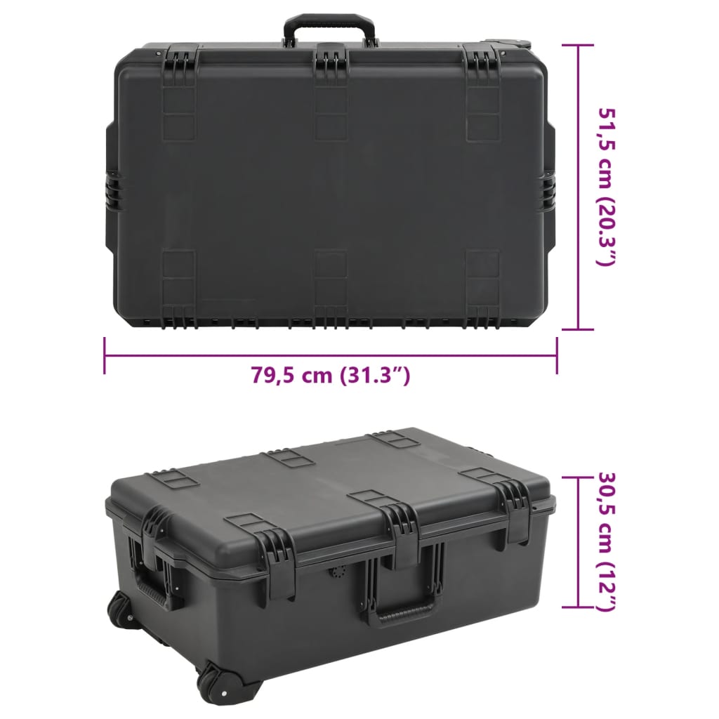 Portable Flight Case Black 79.5x51.5x30.5 cm PP