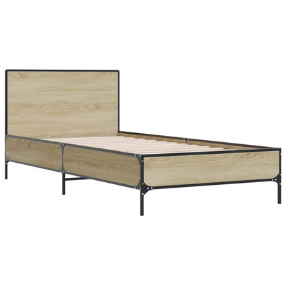 Bed Frame Sonoma Oak 90x200 cm Engineered Wood and Metal