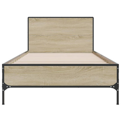 Bed Frame Sonoma Oak 90x200 cm Engineered Wood and Metal