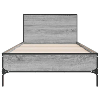 Bed Frame Grey Sonoma 90x200 cm Engineered Wood and Metal