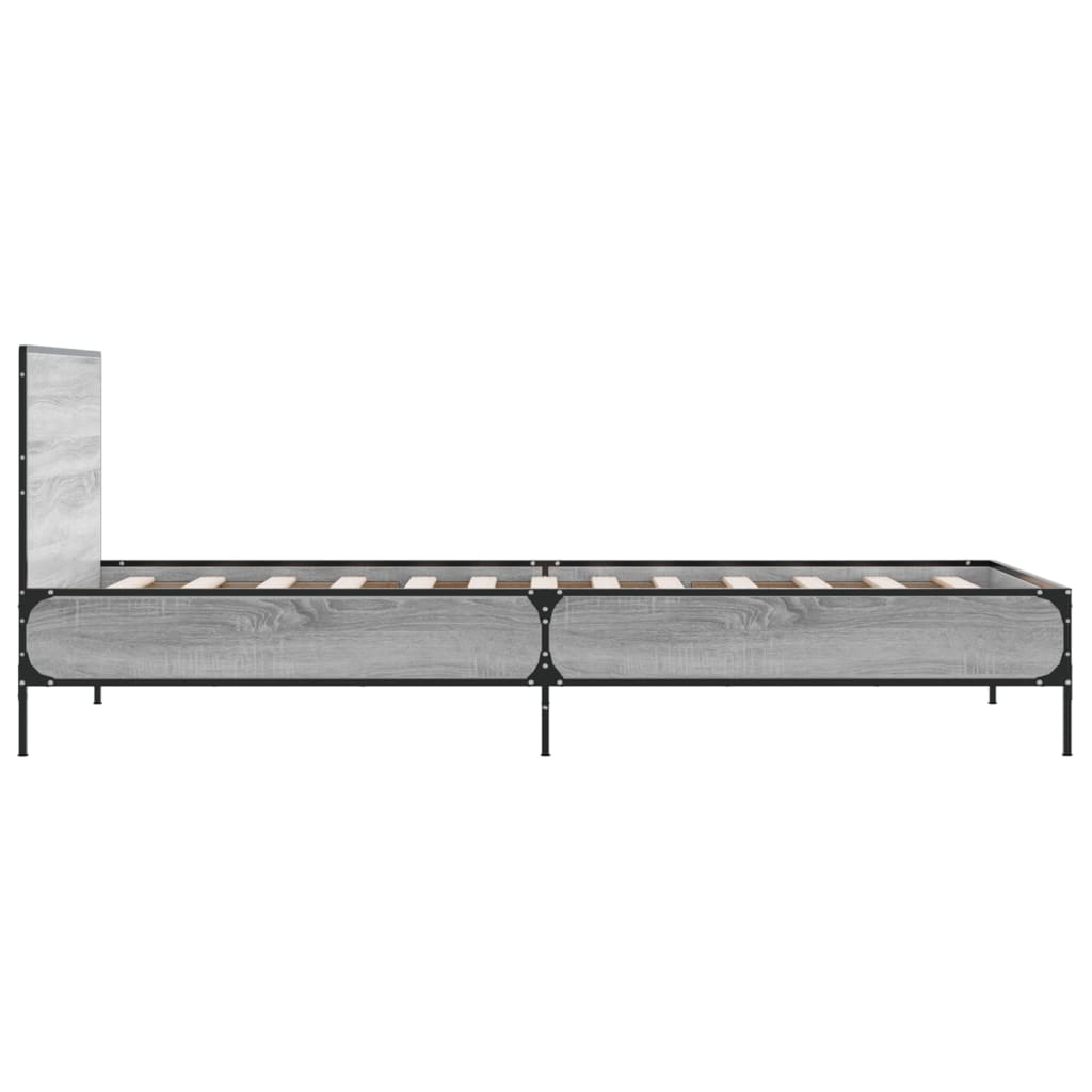 Bed Frame Grey Sonoma 90x200 cm Engineered Wood and Metal