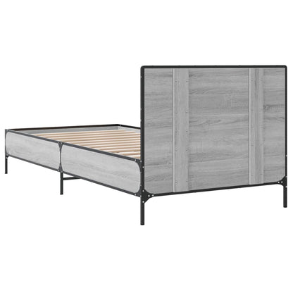 Bed Frame Grey Sonoma 90x200 cm Engineered Wood and Metal