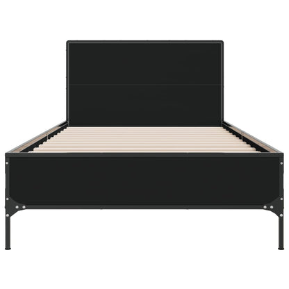 Bed Frame Black 100x200 cm Engineered Wood and Metal