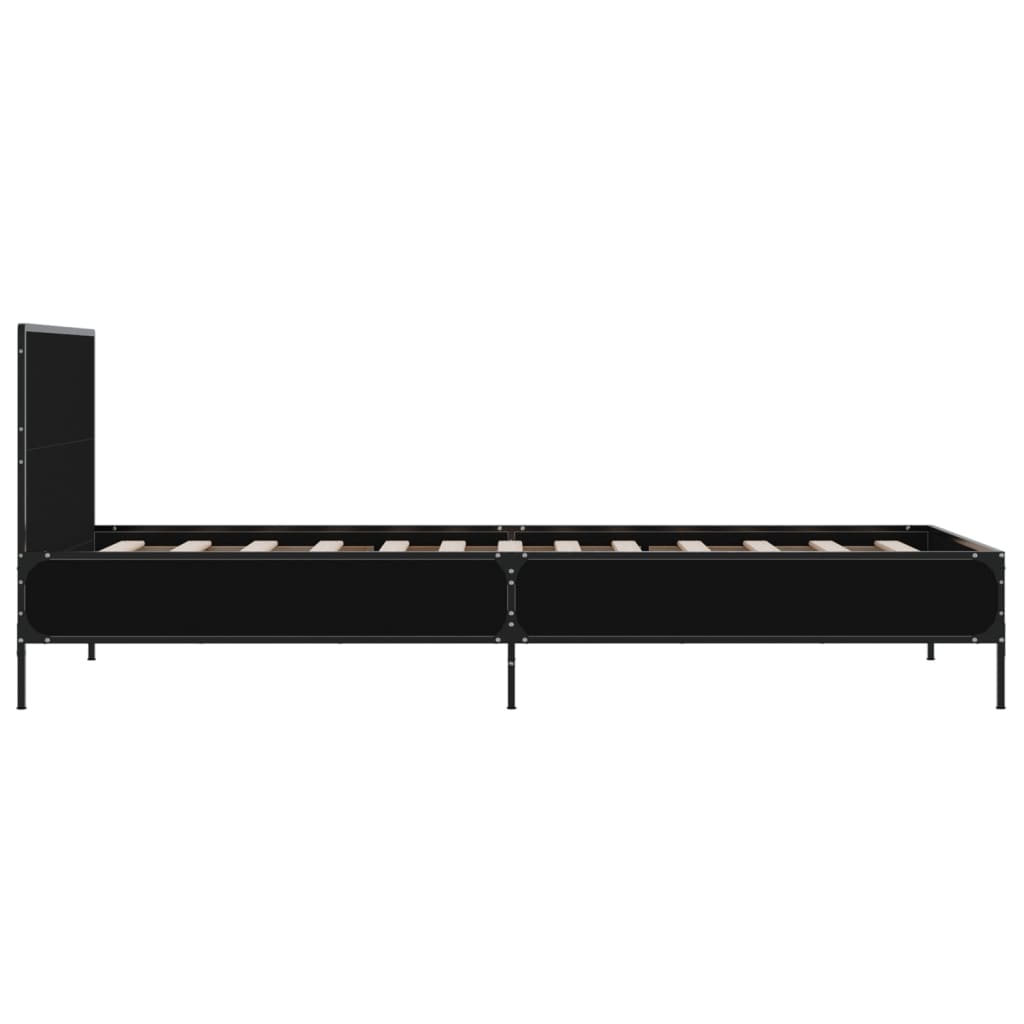 Bed Frame Black 100x200 cm Engineered Wood and Metal