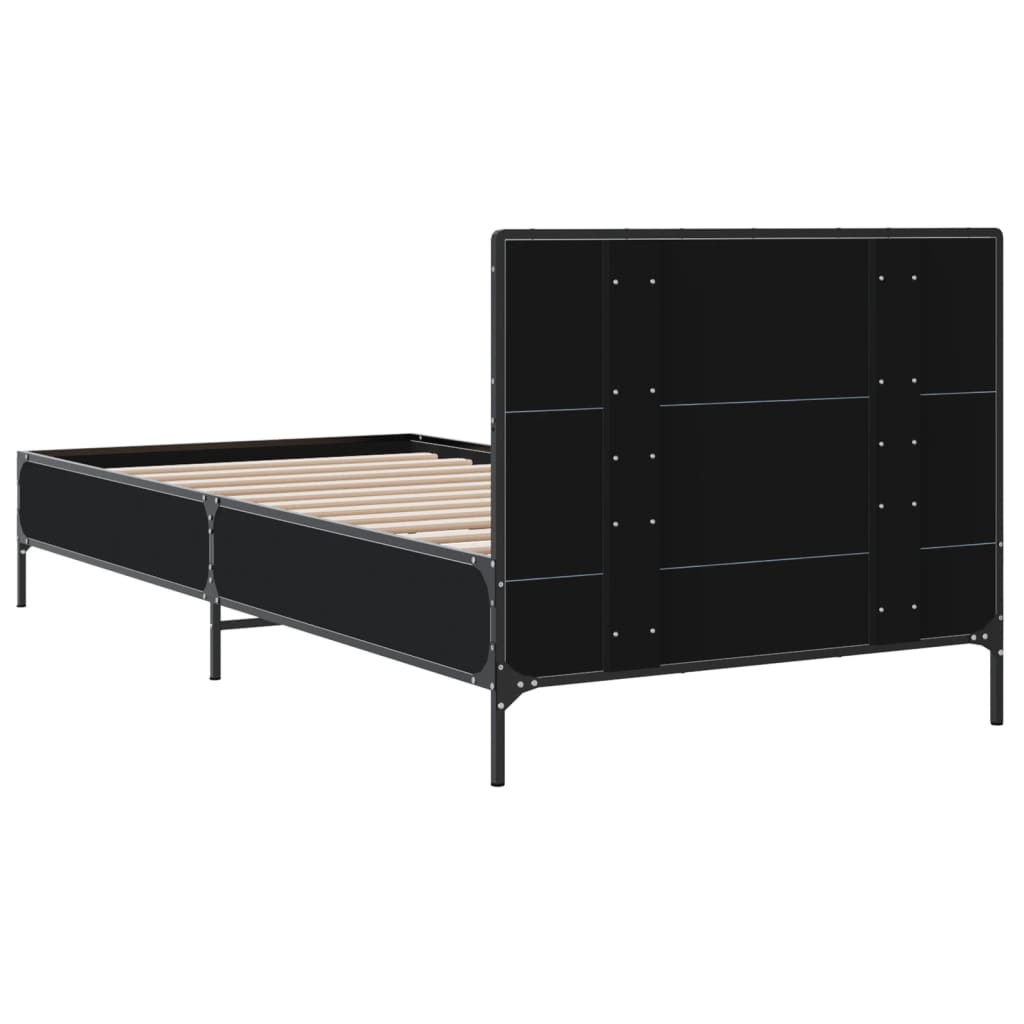 Bed Frame Black 100x200 cm Engineered Wood and Metal