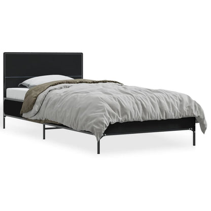 Bed Frame Black 100x200 cm Engineered Wood and Metal