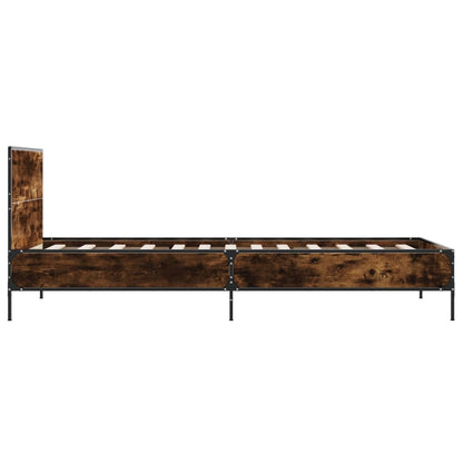 Bed Frame Smoked Oak 100x200 cm Engineered Wood and Metal