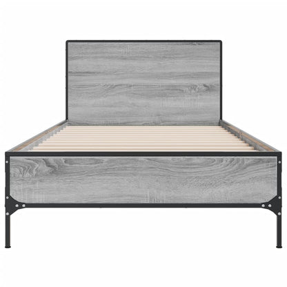 Bed Frame Grey Sonoma 100x200 cm Engineered Wood and Metal