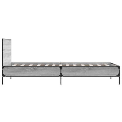 Bed Frame Grey Sonoma 100x200 cm Engineered Wood and Metal