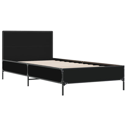 Bed Frame Black 75x190 cm Small Single Engineered Wood and Metal