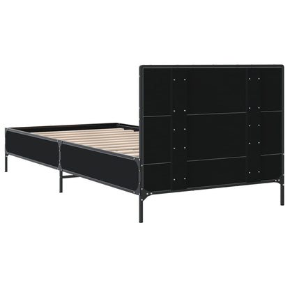 Bed Frame Black 75x190 cm Small Single Engineered Wood and Metal