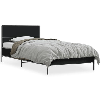 Bed Frame Black 75x190 cm Small Single Engineered Wood and Metal