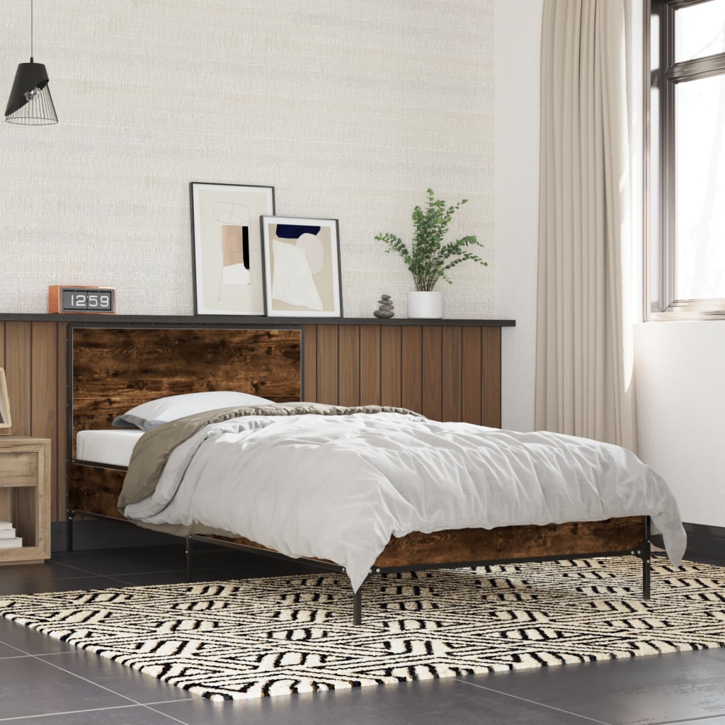 Bed Frame without Mattress Smoked Oak 75x190 cm Small Single