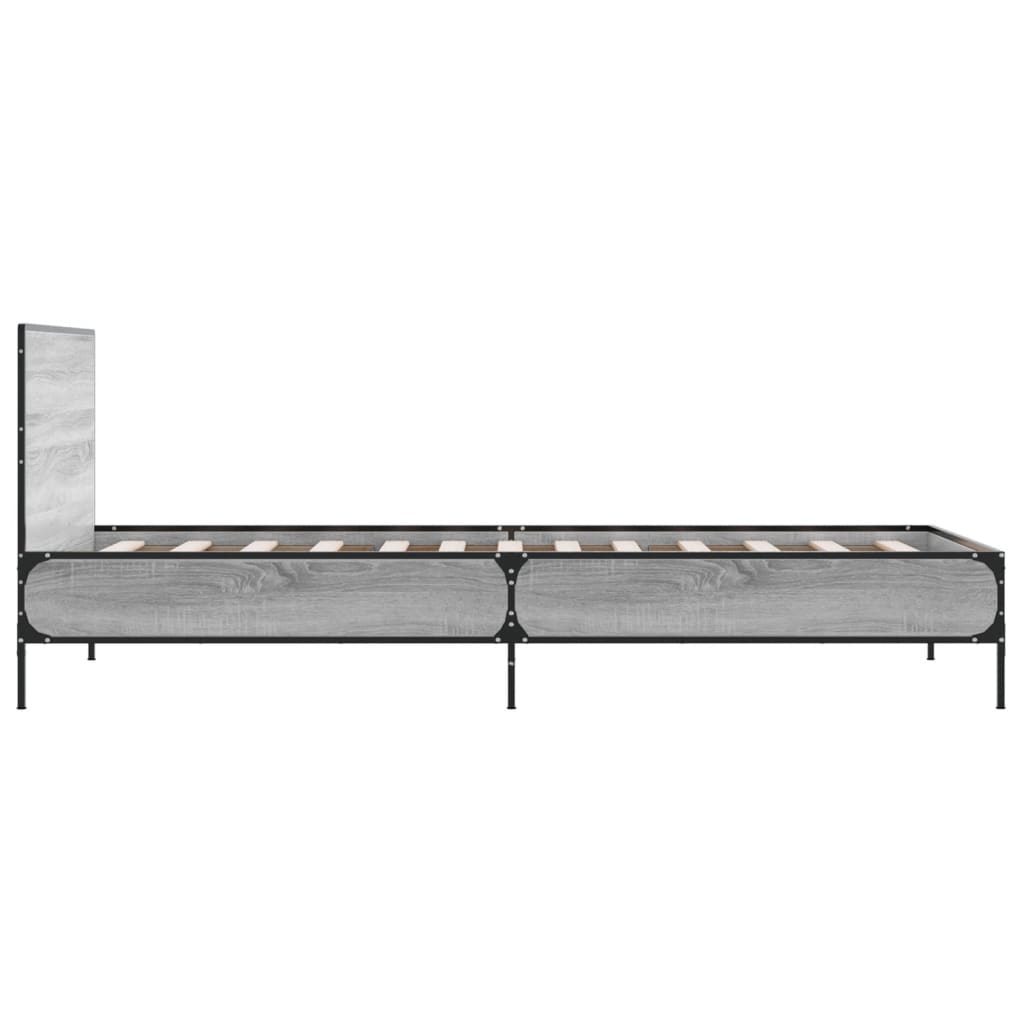 Bed Frame Grey Sonoma 90x190 cm Single Engineered Wood and Metal