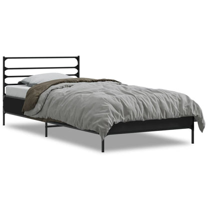 Bed Frame Black 90x200 cm Engineered Wood and Metal