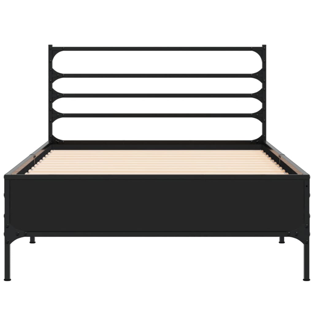 Bed Frame Black 90x200 cm Engineered Wood and Metal