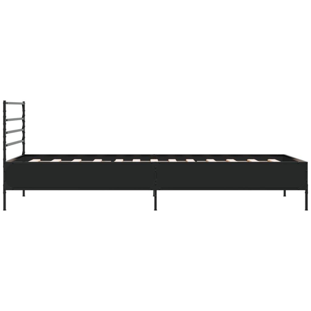 Bed Frame Black 90x200 cm Engineered Wood and Metal