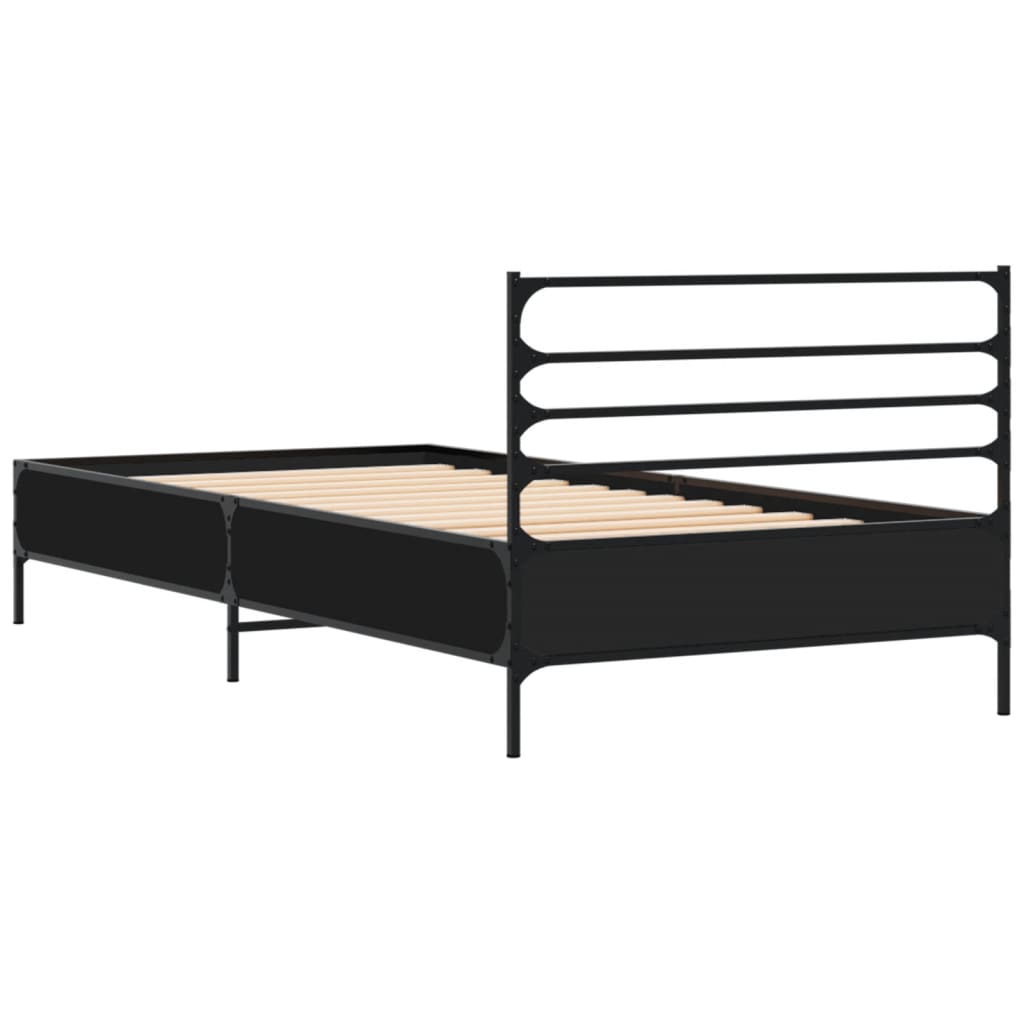 Bed Frame Black 90x200 cm Engineered Wood and Metal